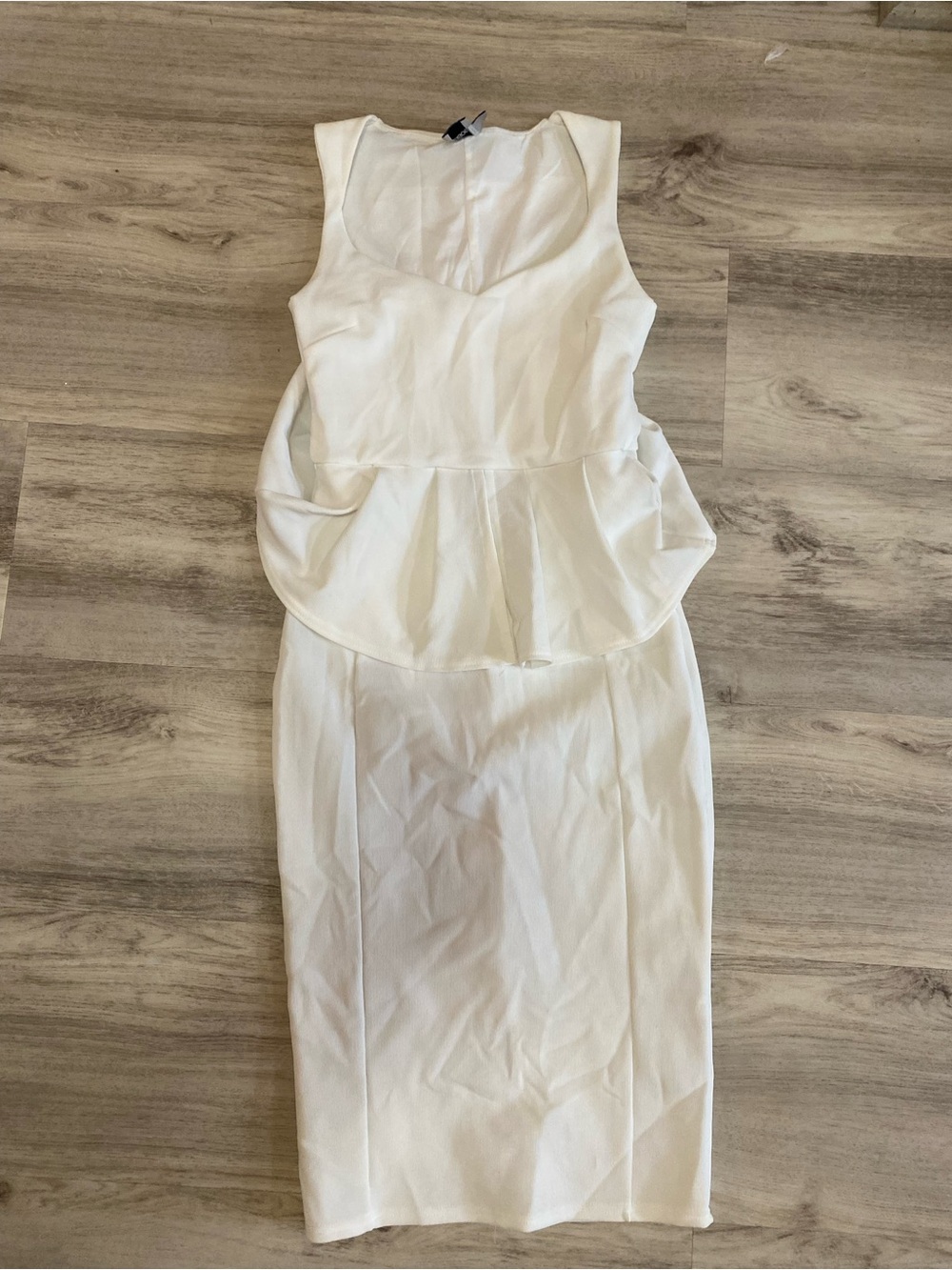 ASOS Sleeveless White Peplum Midi Dress - Picture 3 of 11